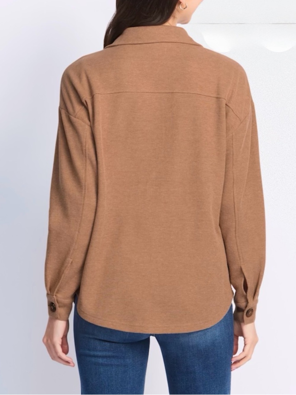 Pinque Leen Camel Button-Front Shacket - Picture 4 of 4